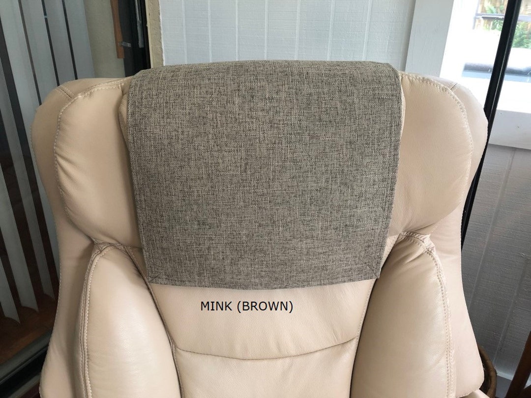 Recliner Headrest Cover Furniture Protector, Polyester Fabric Mink brown Upholstery Material