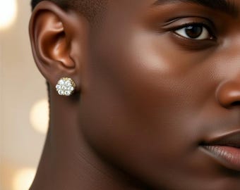 Pendientes gruesos de moissanita de 2 quilates VVS – Plata de ley 925 con baño de oro miel de 18 quilates – Pendientes unisex – Alternativa al diamante