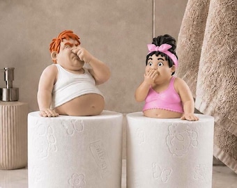Lustiges Toilettenrollenhalter Paar | Mann & Frau auf Klopapierrolle | Badezimmer Deko Idee| Witziges WC Geschenk | 3D Druck Figur Set
