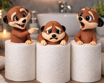 Lustige Toilettenrollen Deko - Erdmännchen Klopapier Figur – witzige WC Deko – 3D gedruckte Badezimmer Deko Geschenk