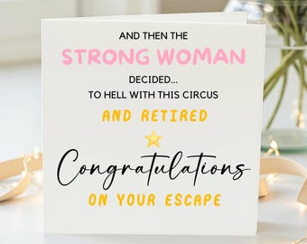 Retirement Congratulations Card for Strong Woman - Funny and Bold Escape Theme - Unique Retirement Gift for Women - Hilarious Retiree Card"
