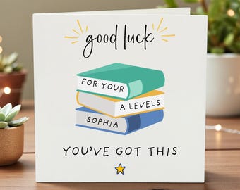 Good Luck for Your A Levels Card, Best of Luck A Level Exam Card, Personalised Exam Card, Inspirational Study Card, A Level Gift,