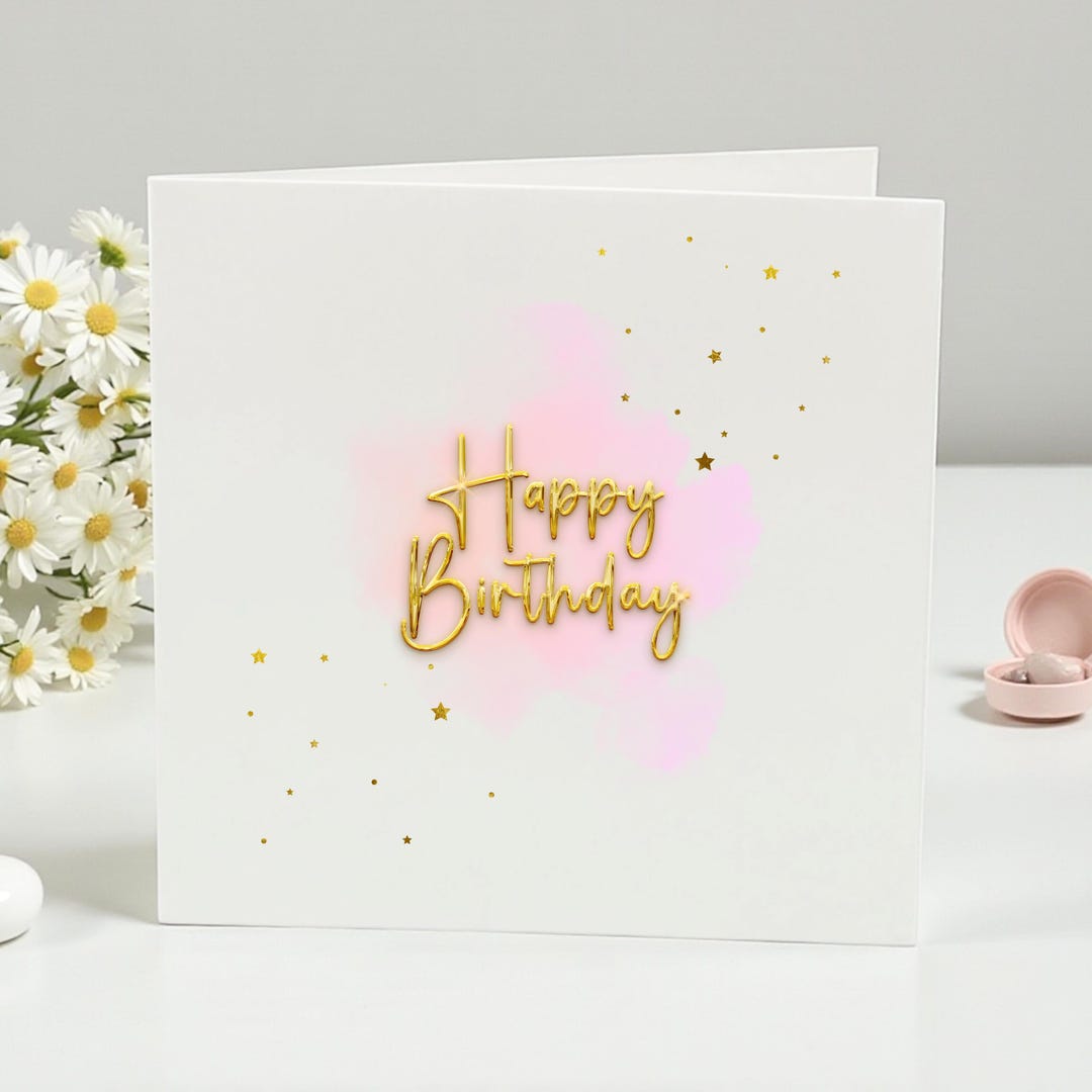 Luxury Happy Birthday Card, Elegant Gold Foil Style Birthday Card ...