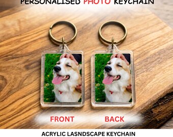 パーソナライズされた写真入りキーホルダー、写真入りカスタムアクリルキーリング、両面ペットメモリアルギフト、思い出に残る記念日・誕生日記念品