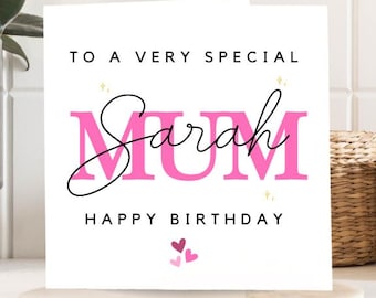 Personalised Birthday Card for Mum, Floral Design, Happy Birthday Mum, Special Mum Card, Personalised Gift for Mum, Unique Birthday Card"