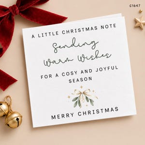 Personalized A Little Christmas Note Card, Sending Warm Wishes Cosy Joyful Season Mistletoe Greeting Card Merry Christmas Keepsake Card