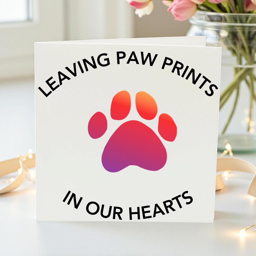 Pet Sympathy Card Leaving Paw Prints in Our Hearts, Rainbow Paw Print ...