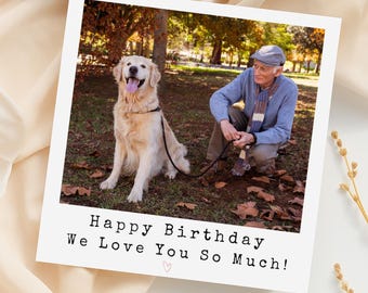 Personalized Happy Birthday Photo Card, Custom Polaroid Style Birthday Card with Heart, We Love You So Much Family Keepsake Card, CP128