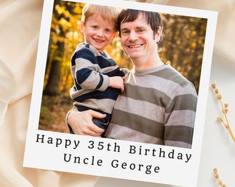 Personalized 35th Birthday Card for Uncle, Custom Polaroid Photo Card with Name, 35 Birthday Gift for Him, Milestone Uncle Birthday CP118