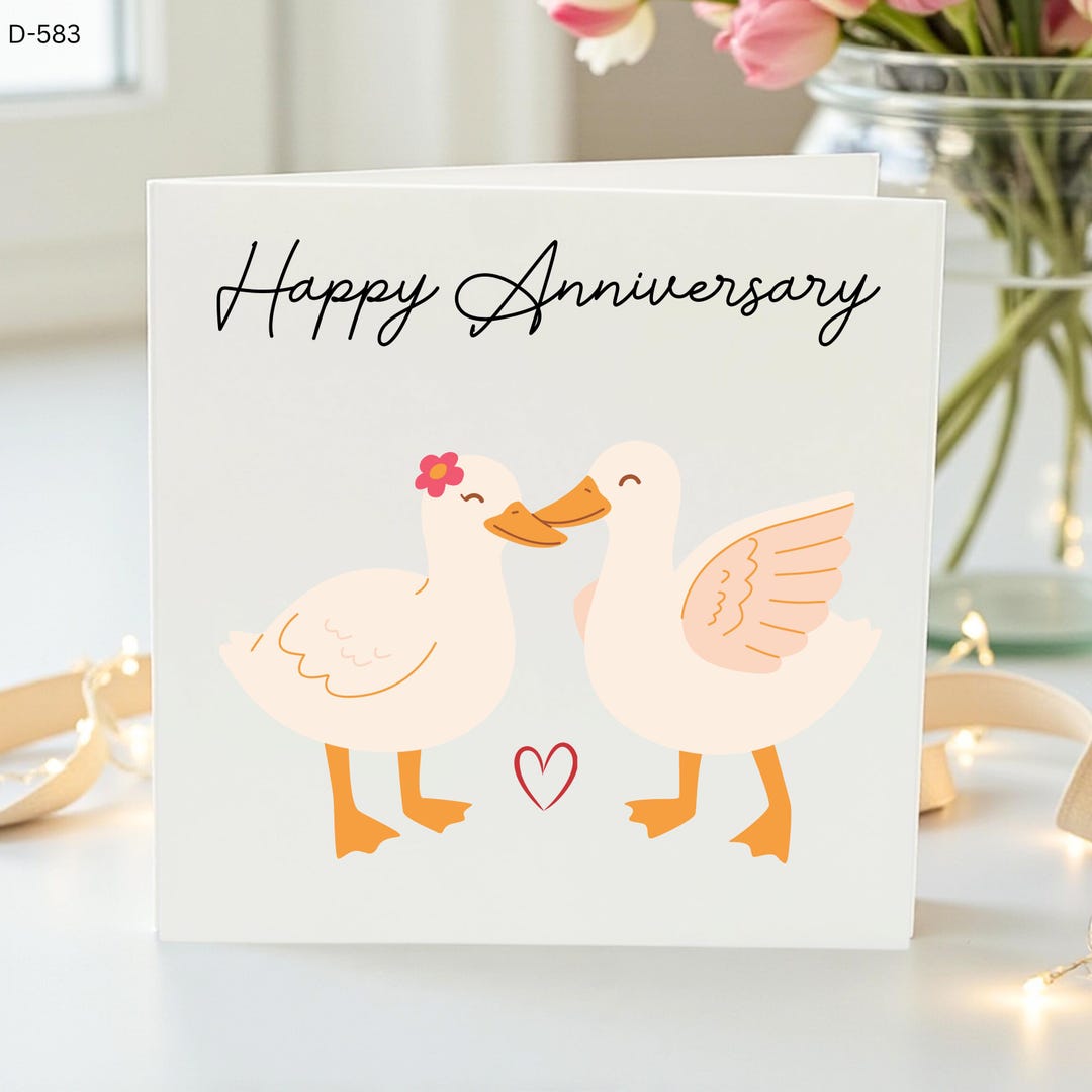 Happy Anniversary Card, Cute Couple Ducks Card, Love Birds Anniversary ...