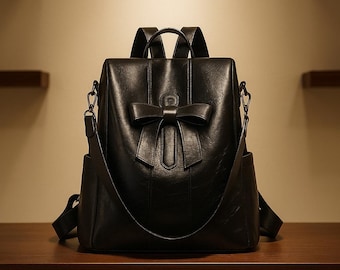 Mochila para mujer de piel sintética suave, estilo retro, antirrobo.