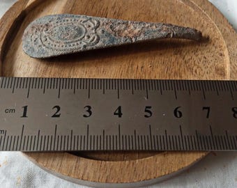 Äkta romerskt skedhandtag i brons | Arkeologisk artefakt, 200-–400-talet e.Kr.