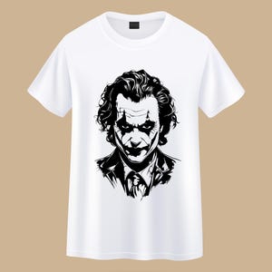 Joker silhuett väggkonst SVG, mörk skurk laserskuren fil STL, kaotisk clown Dxf AI Cdr PDF Svg, filminspirerad dekor CNC digital nedladdning bild 3