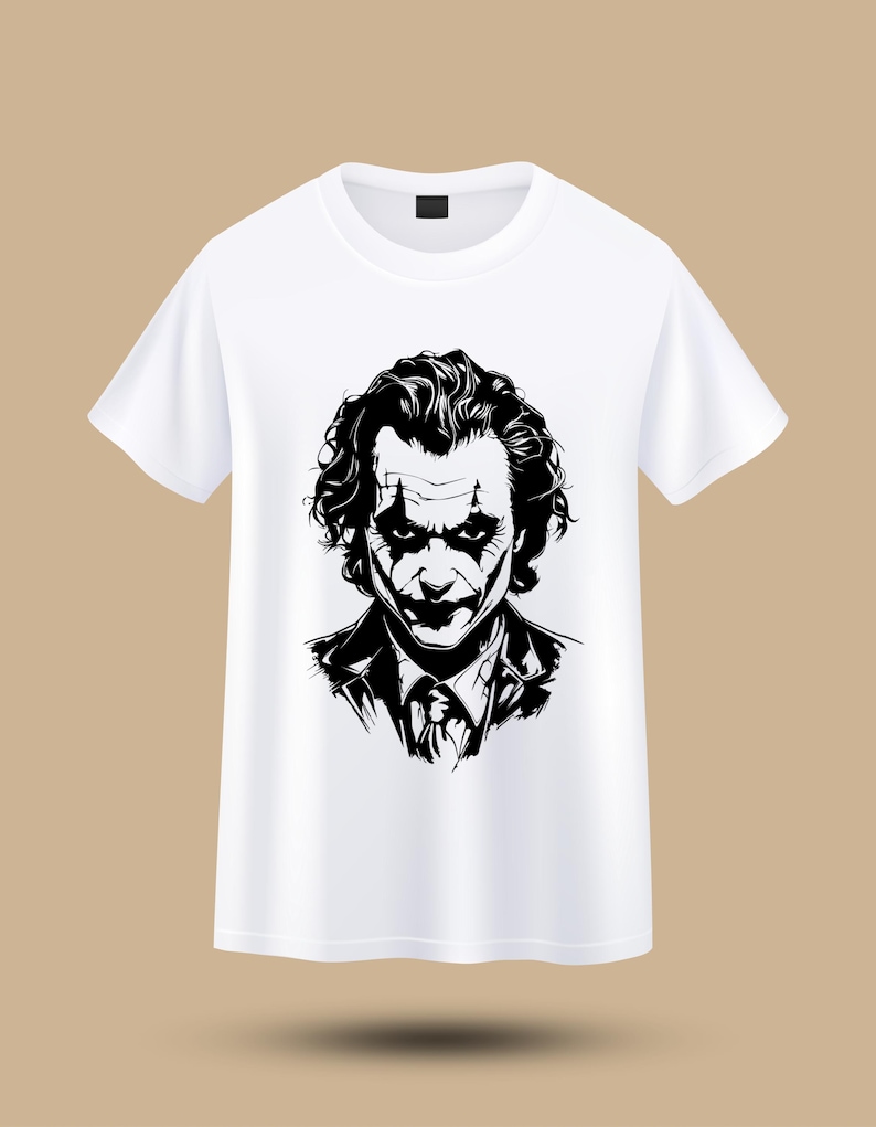 Joker silhuett väggkonst SVG, mörk skurk laserskuren fil STL, kaotisk clown Dxf AI Cdr PDF Svg, filminspirerad dekor CNC digital nedladdning bild 3