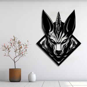 Arte mural de Anubis, guerrero chacal, SVG STL, silueta de la mitología egipcia, archivo para corte láser, patrón CNC, plantilla Cricut DXF SVG AI PDF CDR