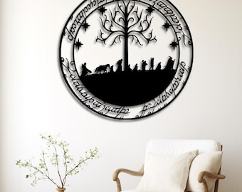 Silueta del Árbol de Gondor de El Señor de los Anillos en formato SVG, archivo láser STL de La Comunidad del Anillo, archivos DXF, AI, CDR, PDF y SVG de fantasía, decoración de la Tierra Media (descarga digital).