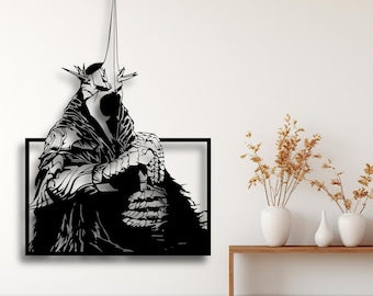 Arte mural SVG del Rey Brujo de Angmar, archivo STL de silueta de El Señor de los Anillos, Señor Oscuro Nazgûl DXF Ai CDR PDF SVG, decoración de fantasía CNC descargable