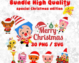 Plim Plim Christmas +30 Limited Edition PNG SVG images, digital stickers, instant digital download, water background, and friends, circus.