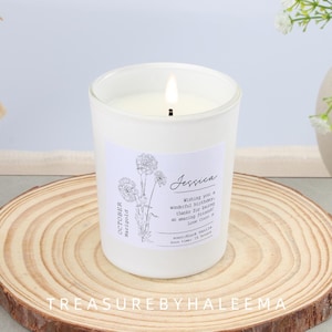 Cadeau fleur de naissance, bougie d&#39;anniversaire personnalisée, cadeau d&#39;anniversaire pour une amie, cadeau d&#39;anniversaire pour elle - cadeaux personnalisés