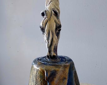Hand-Painted Equine Sculpture: Mare Drinking from Water, Air Dry Clay