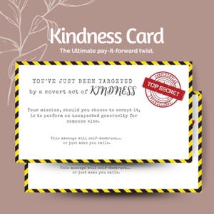 Pay It Forward Cards | Secret Agent Mission Kindness Note | Random Act of Kindness Printable