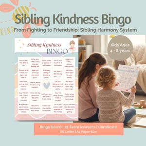 Kids Kindness Bingo mit Zertifikat Ballerina Thema für Geschwister, PDF Instant Download