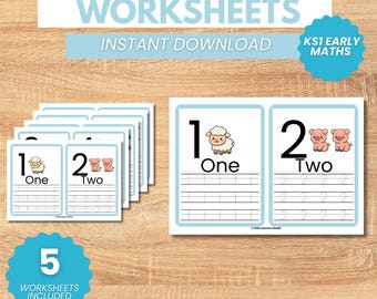Number Tracing & Counting Worksheets | Early Years Maths Printable | Preschool Learning PDF