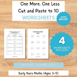 10まで「1つ増やす」「1つ減らす」の切り貼りワークシート | EYFS算数
