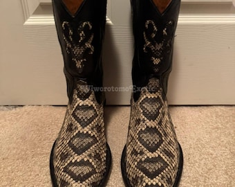 Western Cowboy Boots Made from Dark Brown Python | Men's Footwear by Bali Craftsmanship
