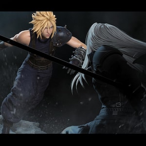 Cloud Strife från Final Fantasy - STL-modell för resinskrivare Figur 3D-utskrift - Högkvalitativt diorama