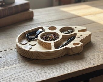 Bandeja de madera del Halcón Milenario, organizador de escritorio de nave espacial, regalo nerd