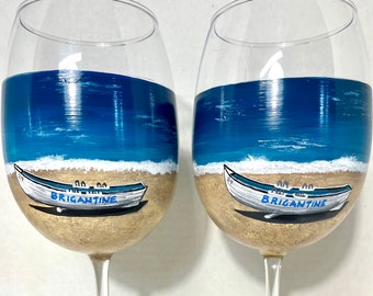 Jersey Shore hand painted wine glasses