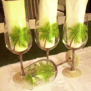 Palm tree hand painted wine glasses