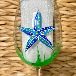 Fish and starfish hand painted wine glasses image 5