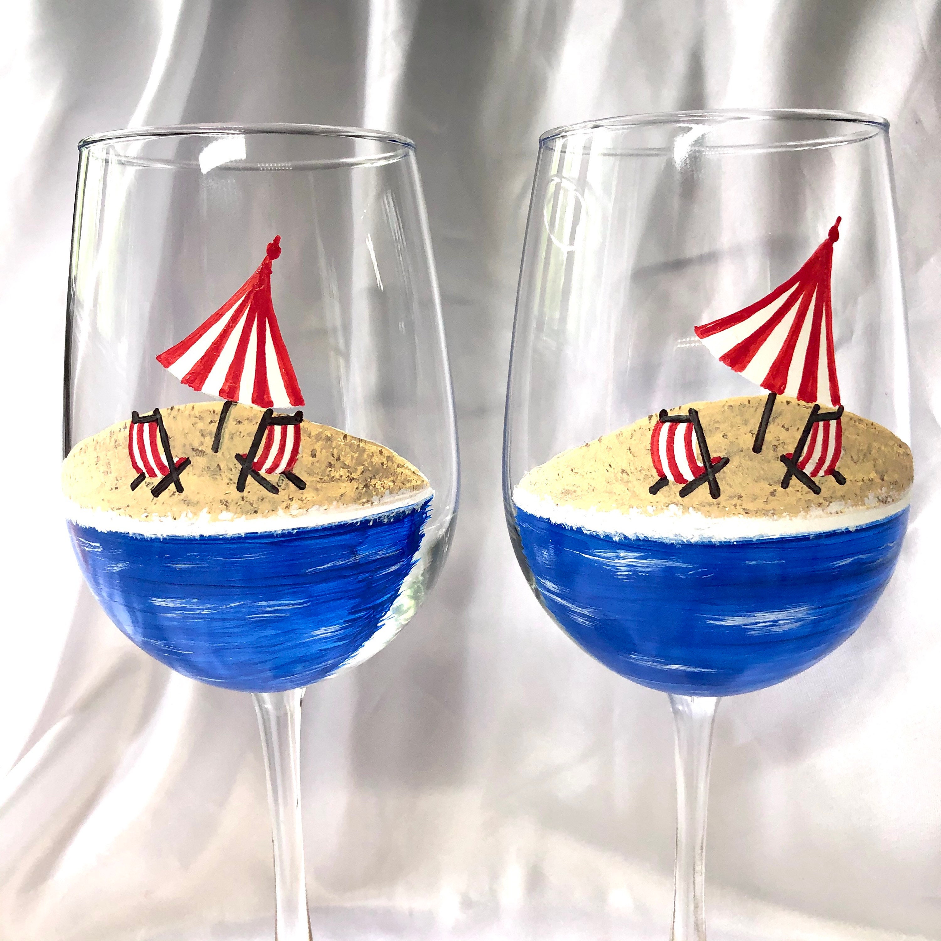 Easy and Inexpensive DIY Beach Inspired Frosted Wine Glasses