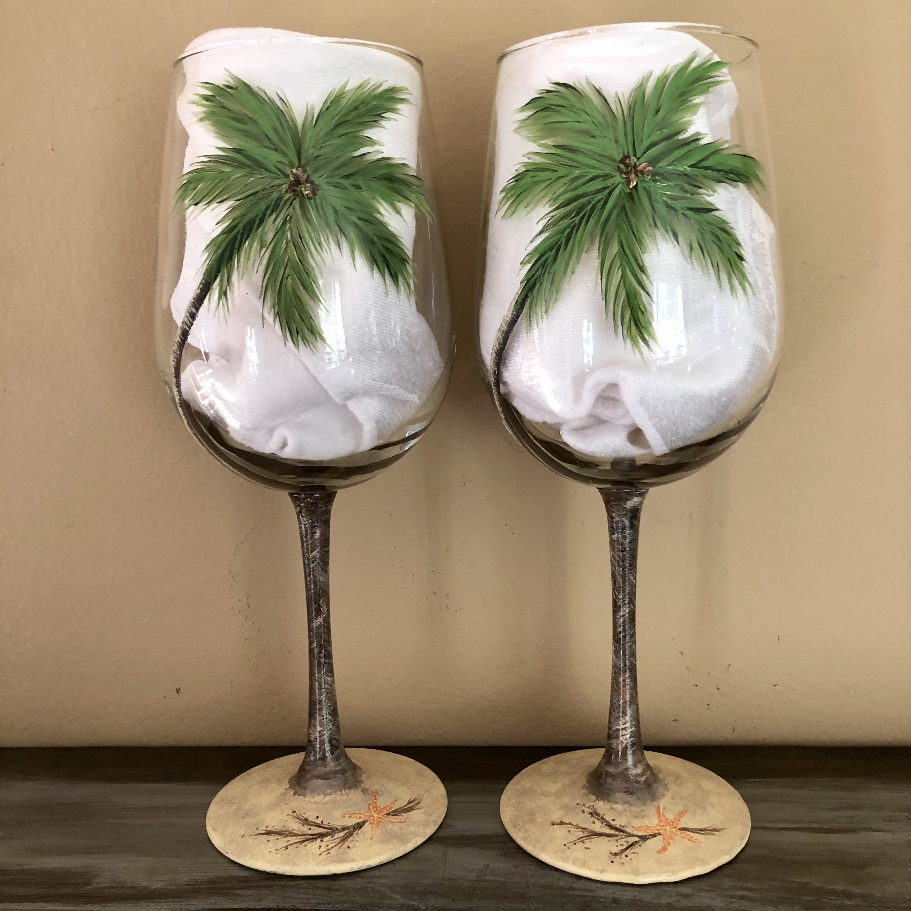 Palm Tree Hand Painted Wine Glasses Etsy