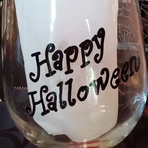 Pumpkin Party Halloween hand painted wine glasses. image 5