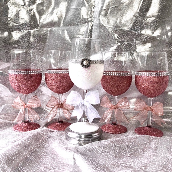 Painted bridesmaid wine glasses hotsell