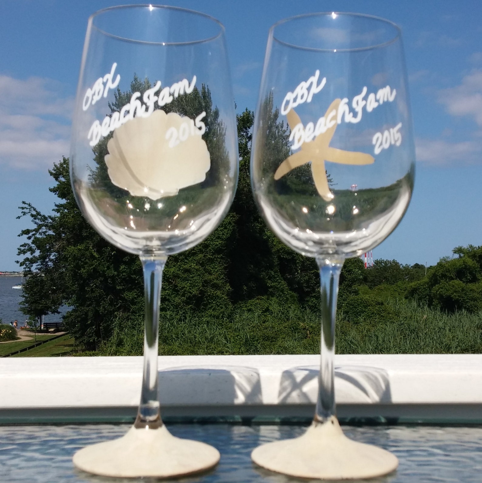 Beach Themed Hand Painted Wine Glasses Etsy