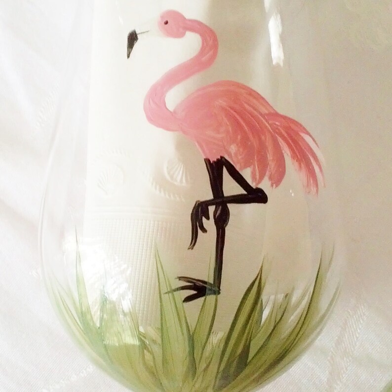 Flamingo Hand Painted Wine Glasses Etsy