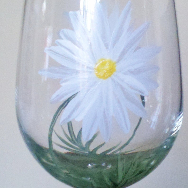 Daisy hand painted wine glasses Etsy