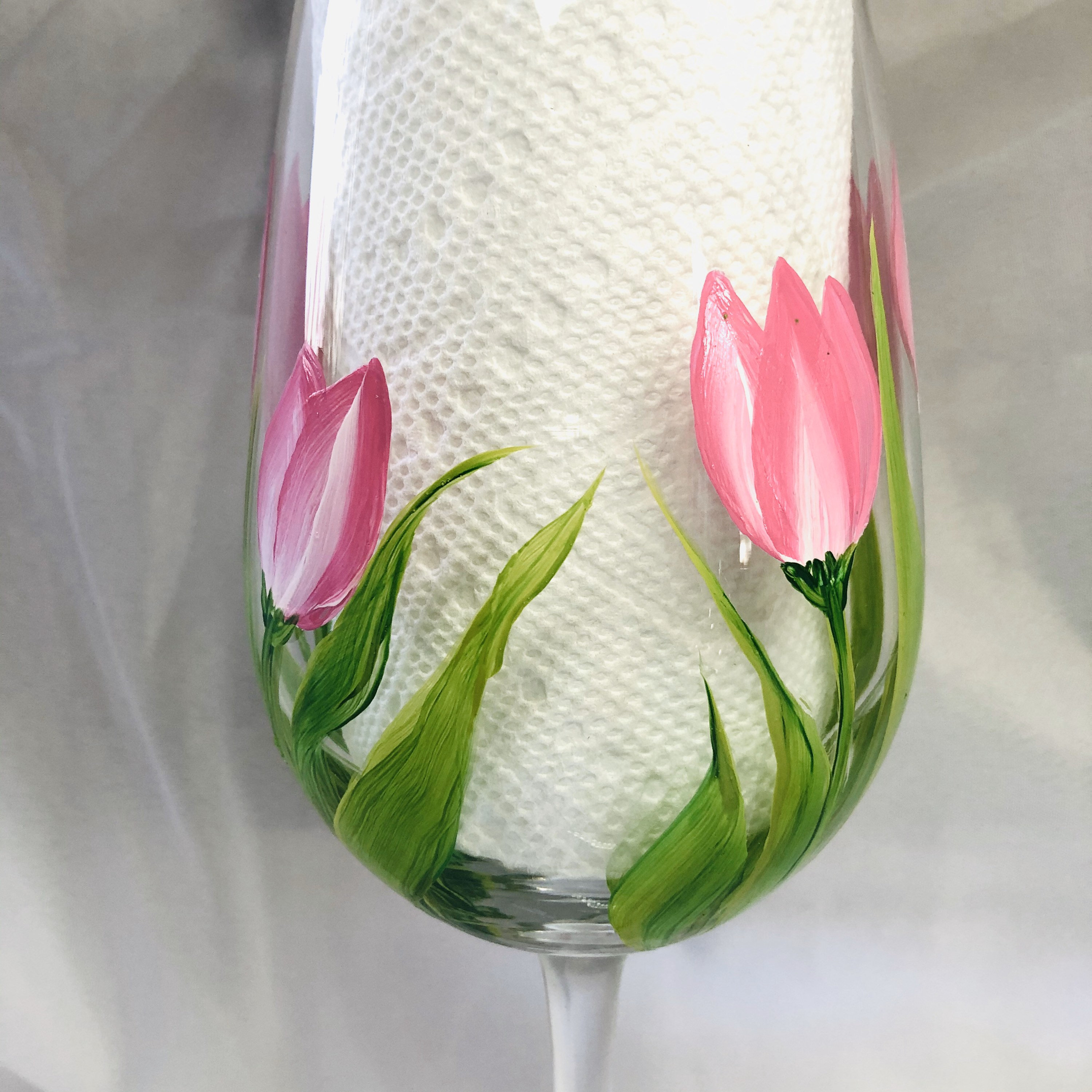 Pretty Pink Spring Tulips Hand Painted Wine Glasses - Etsy