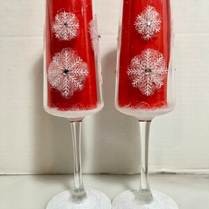 Snowflake hand painted champagne glasses