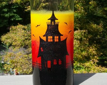 Halloween hand painted candle holder