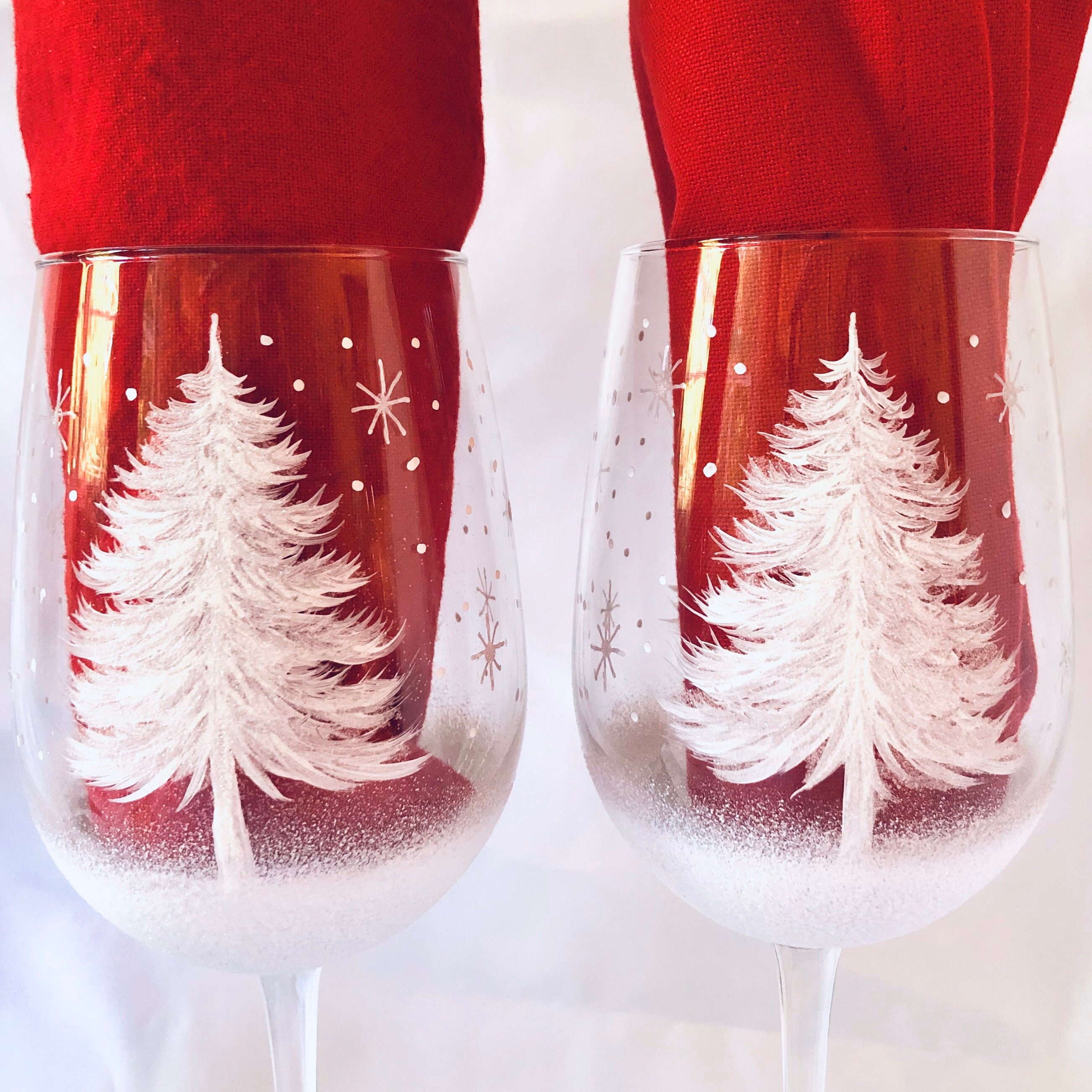 Christmas Tree Glitter Wine Glass 