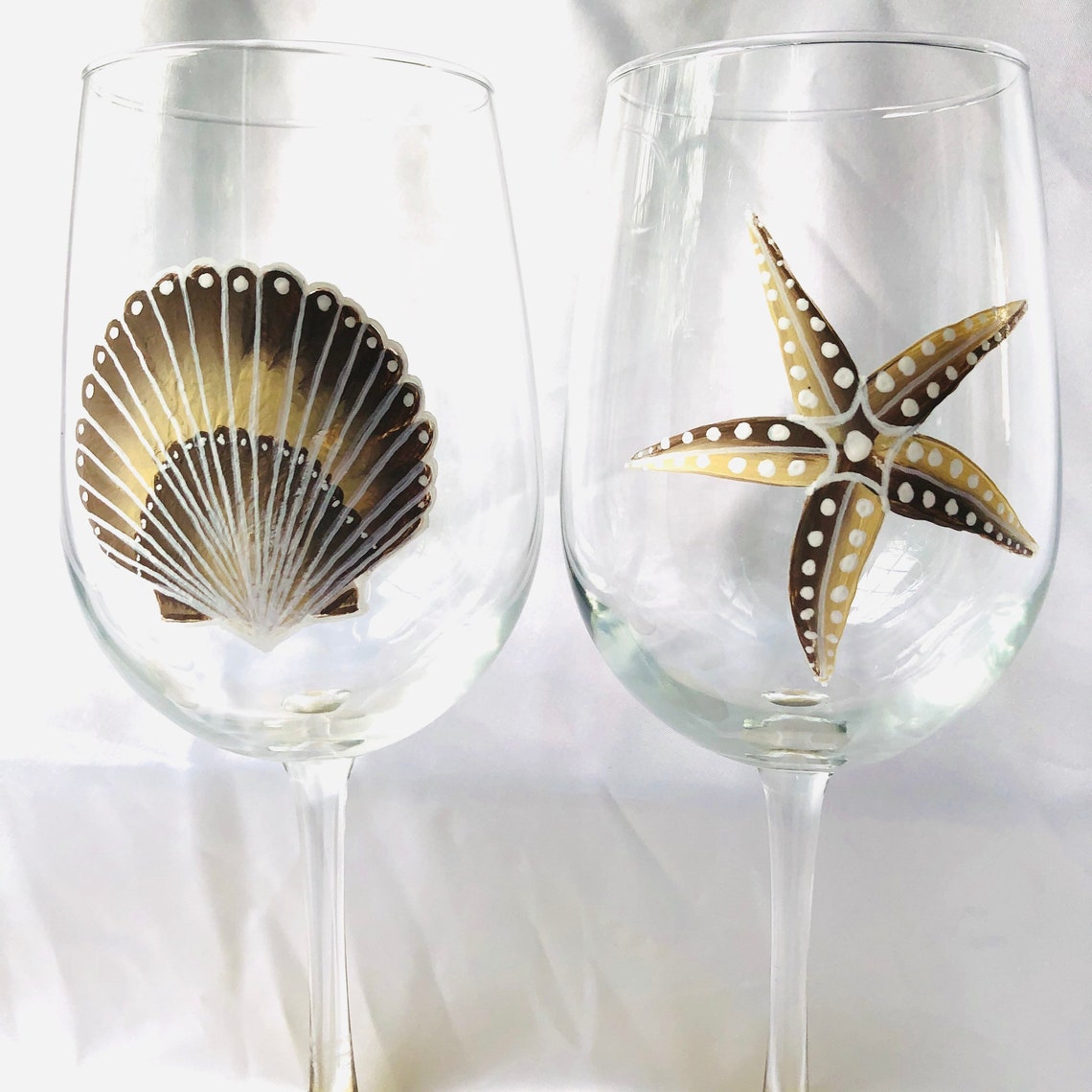 Beach Themed Hand Painted Wine Glasses Etsy