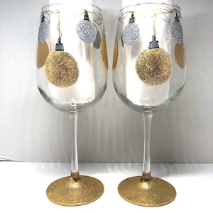 Christmas hand painted wine glasses
