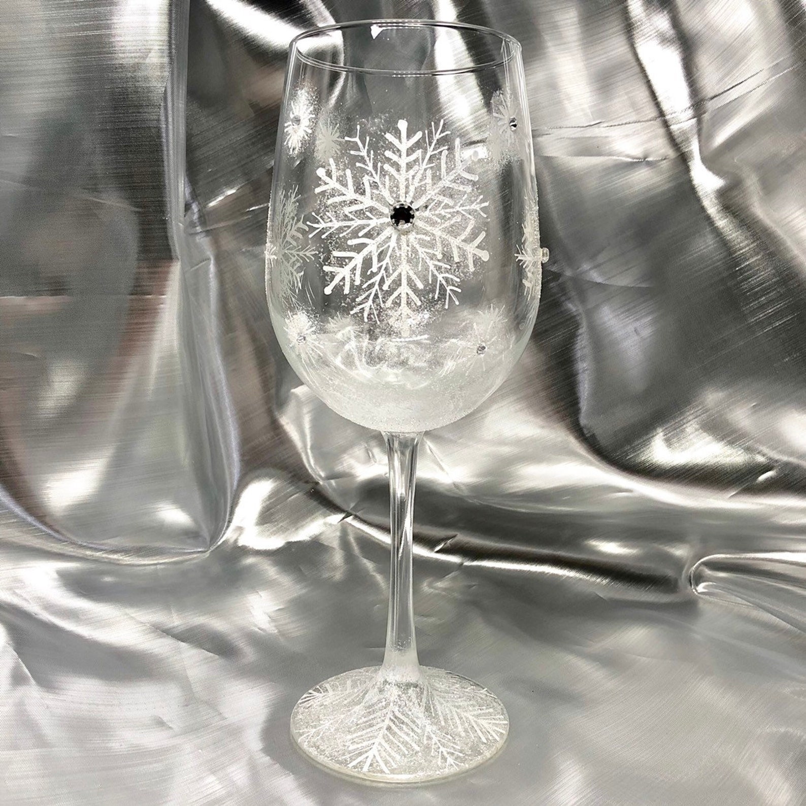 Snowflake Hand Painted Wine Glasses Etsy