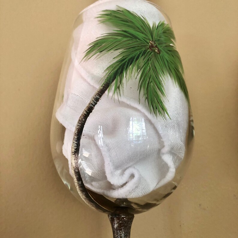 Palm Tree Hand Painted Wine Glasses Etsy