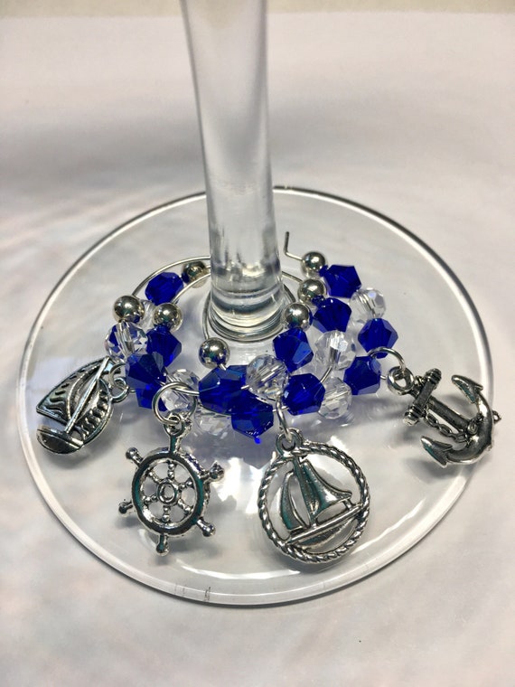 Nautical Wine Glass Charms Etsy